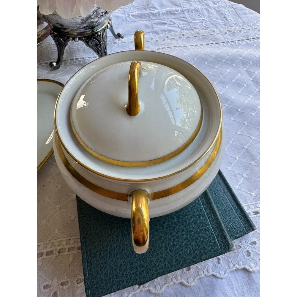 Vintage Schönwald Bavaria EAMAG Empire Porcelain GOLD rim Sugar Bowl Covered Lid - Picture 11 of 16